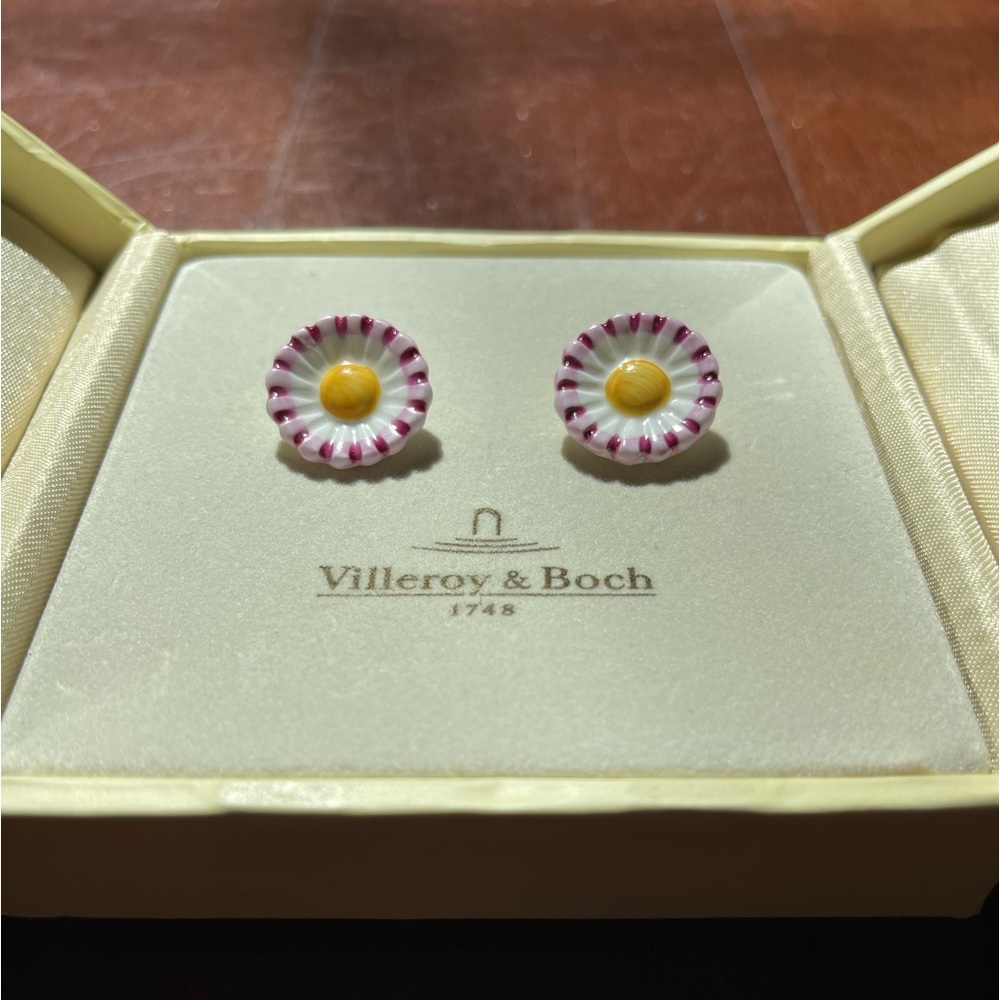 Villeroy & Boch 1748 Porcelain Daisy Clip-on Earrings